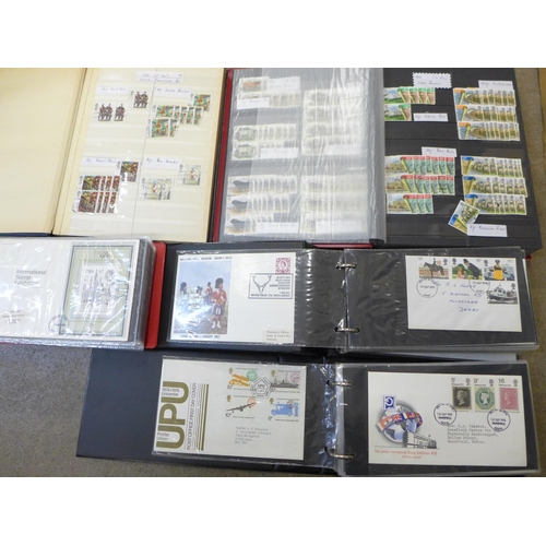 763 - Three albums of first day covers and two albums of GB used stamps