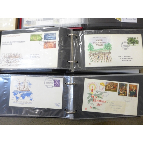 763 - Three albums of first day covers and two albums of GB used stamps