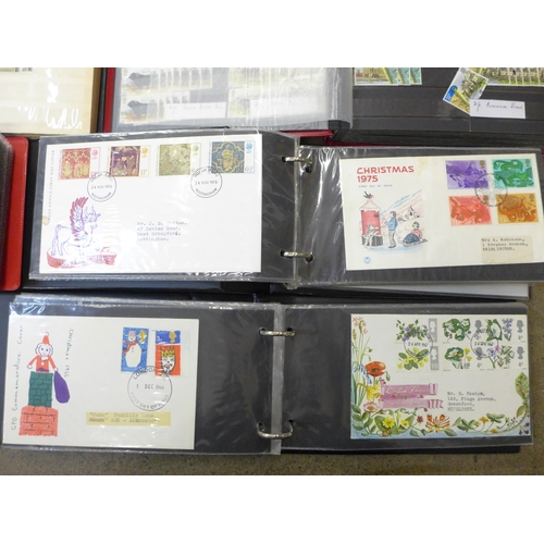 763 - Three albums of first day covers and two albums of GB used stamps