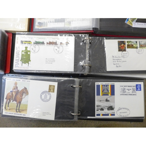 763 - Three albums of first day covers and two albums of GB used stamps