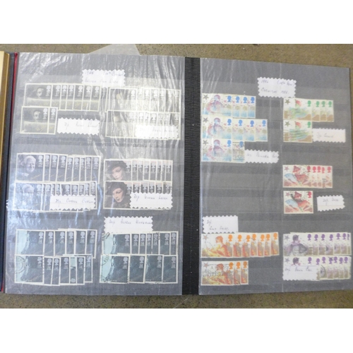 763 - Three albums of first day covers and two albums of GB used stamps