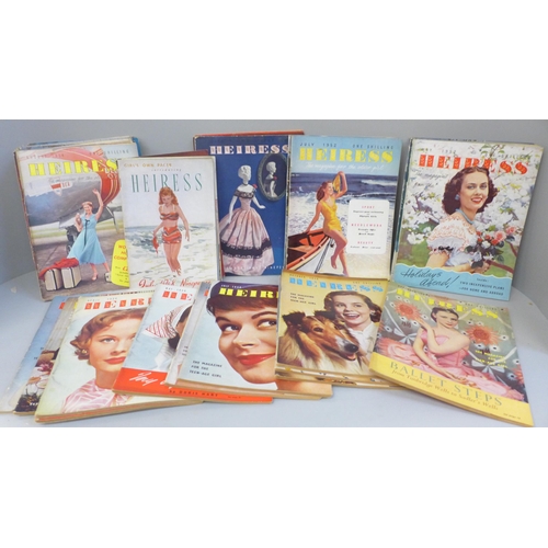 769 - A collection of approximately 40 monthly post-war Heiress magazines from late 1940s to early 1950s, ... 