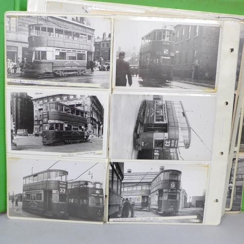 770 - A folder of Tram postcards and photographs, 1930s/40s, Liverpool and surrounding area