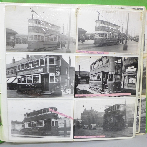 770 - A folder of Tram postcards and photographs, 1930s/40s, Liverpool and surrounding area