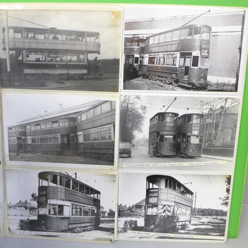 770 - A folder of Tram postcards and photographs, 1930s/40s, Liverpool and surrounding area