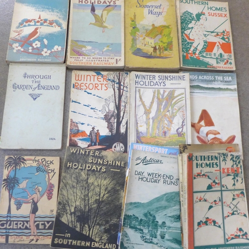 773 - Fifteen Holiday Guides 1930s-1940s, mainly railway publications