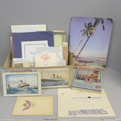 780 - Paper ephemera; a box of ephemera, mainly shipping related