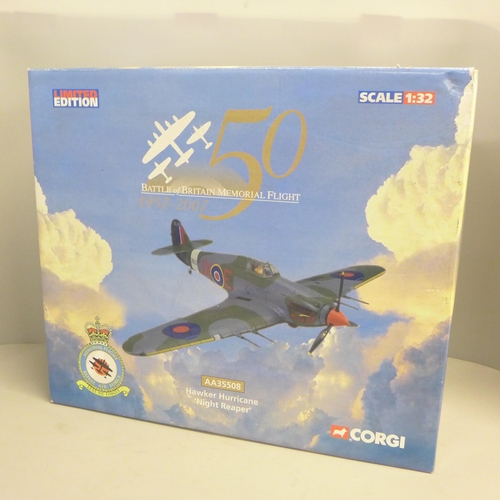 786 - A Corgi limited edition 1:32 scale model Hawker Hurricane, AA35508, boxed