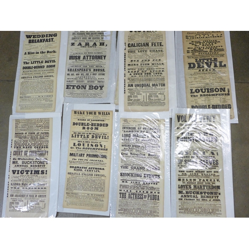 791 - A collection of twelve Victorian play bills, individually packaged