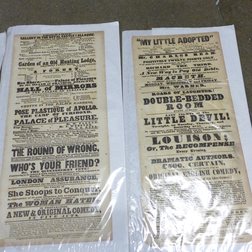 791 - A collection of twelve Victorian play bills, individually packaged