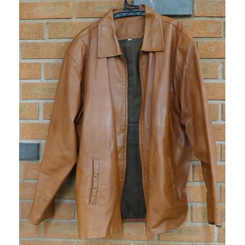 796 - Two gentleman's leather coats 1970-80s, brown and black, size large