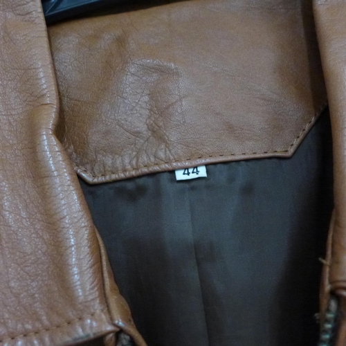 796 - Two gentleman's leather coats 1970-80s, brown and black, size large