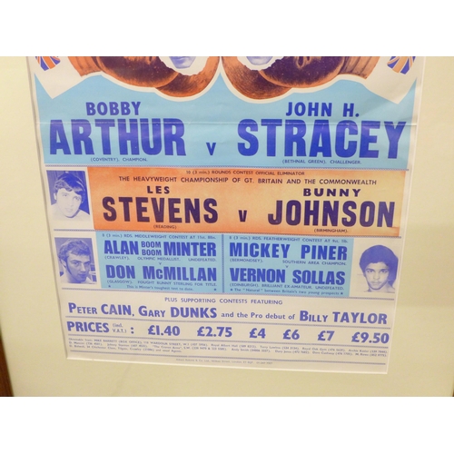 797 - Boxing, a poster for Arthur v Stracey with Minter v McMillan, Royal Albert Hall, 5th June 1973, over... 