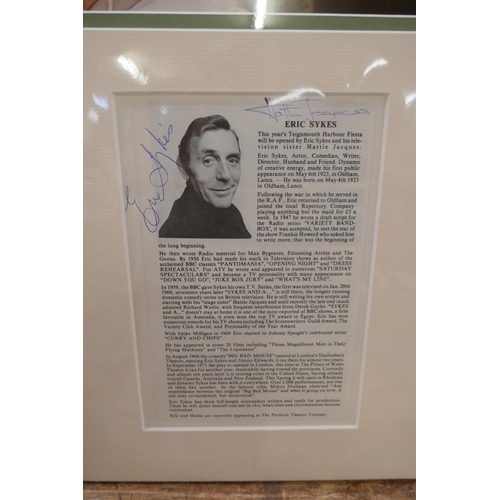 821 - A Hattie Jacques and Eric Sykes autographed display