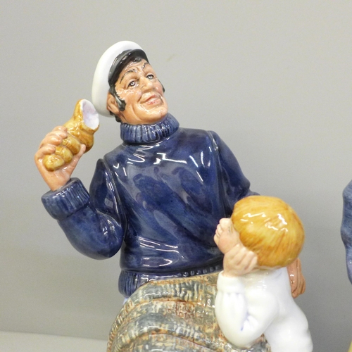 826 - Three Royal Doulton figures; Sea Harvest, Song of the Sea, and The Lobster Man, two boxed