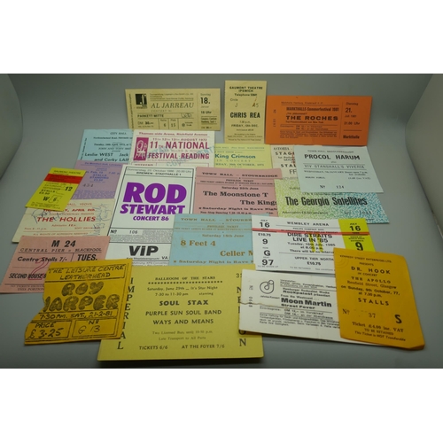 850 - Pop music vintage tickets; King Crimson, Hollies, Procul Harum, Soul Stax, Ray Harper, Reading Festi... 