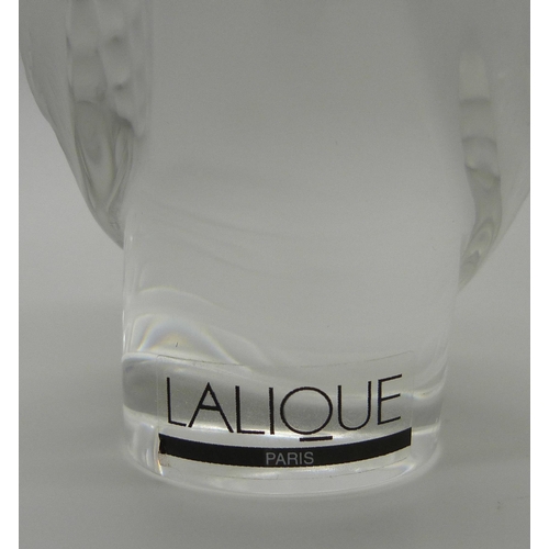 853 - A Lalique glass model owl, 83mm