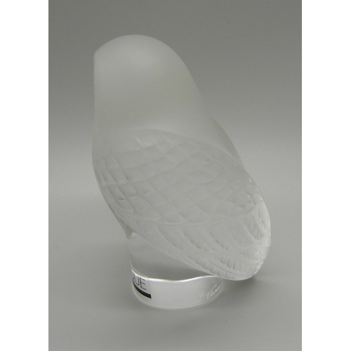 853 - A Lalique glass model owl, 83mm