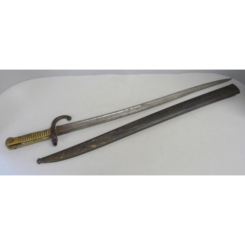 856 - A WWI French M1866 Chassepot bayonet and scabbard