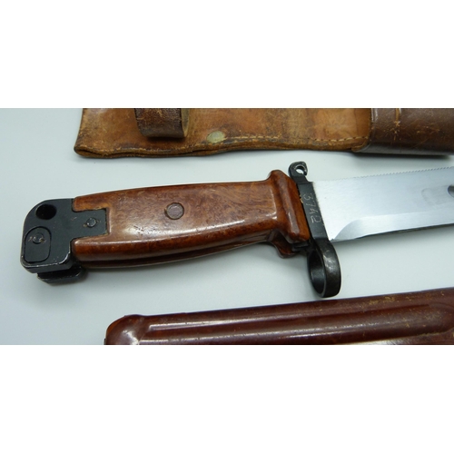 857 - An AK47 bayonet, Bakelite handle and scabbard