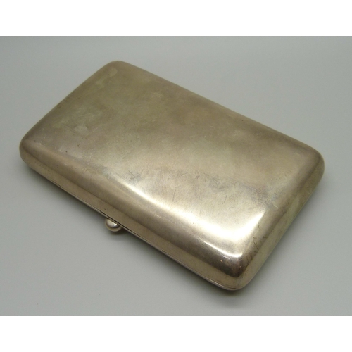 874 - A silver cigar case, by William Neale, 1888-1908, Chester 1902, 147.8g, 7cm x 11.5cm