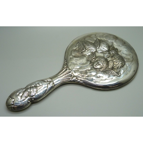 893 - A Reynolds Angels silver hand mirror, Birmingham 1912