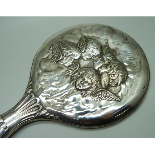 893 - A Reynolds Angels silver hand mirror, Birmingham 1912