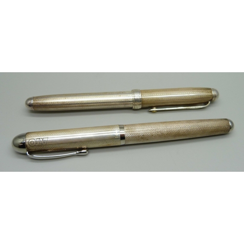 911 - Two silver fountain pens; Silver Star and Acier