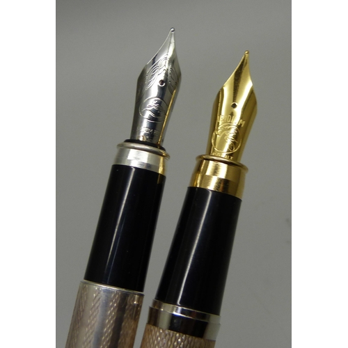 911 - Two silver fountain pens; Silver Star and Acier