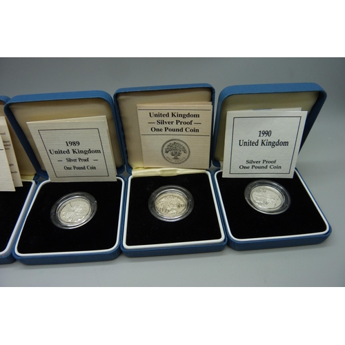 926 - Five silver proof £1 coins, Royal Mint