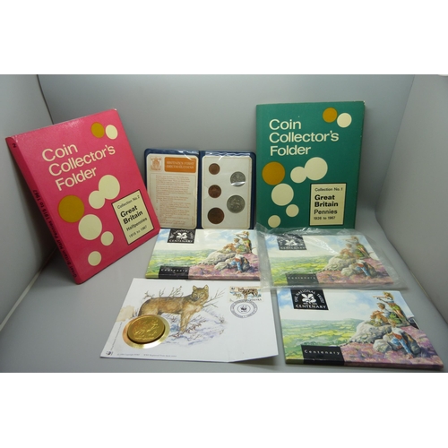 957 - Commemorative coins, coin collector's folders, coin covers, etc.