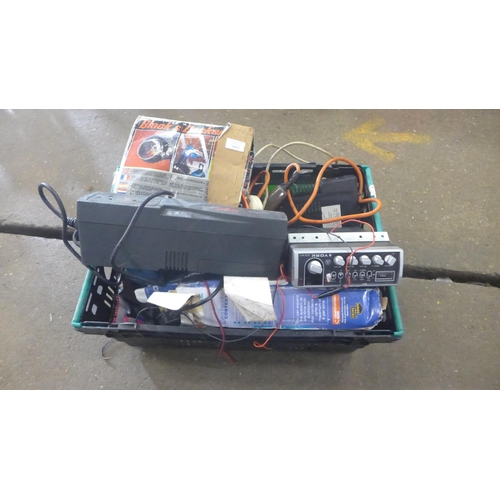 2333 - A crate of miscellaneous items including TV equipment and CB radios etc and 2 shop vacuum cleaners. ... 