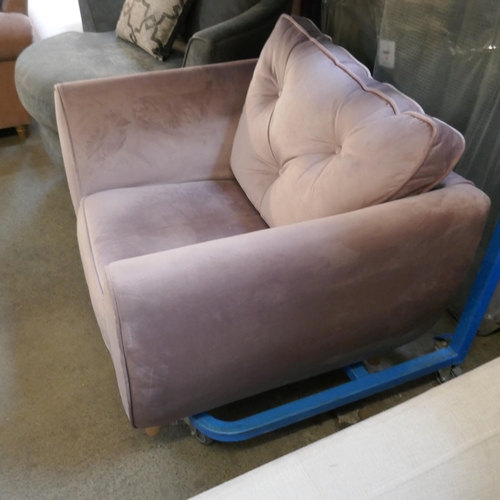 1557 - A pink velvet Hoxton three seater sofa and armchair