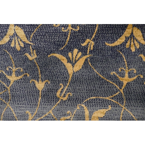 1567 - A rich blue ground Cashmere with all over gold floral pattern, 300 x 200cm