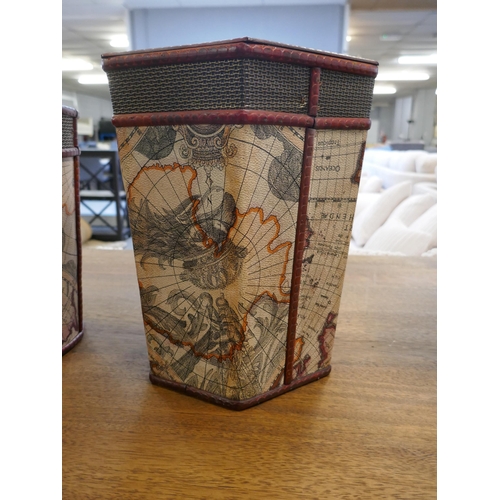 1595 - A hexagonal map themed paper bin