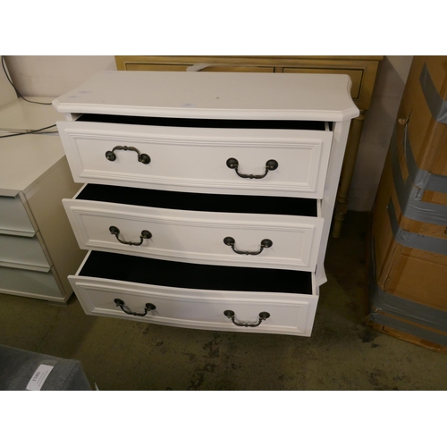 1603 - A white three drawer chest - damaged