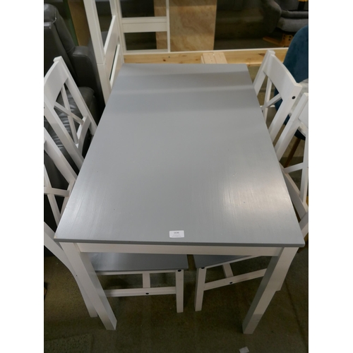 1636 - Grey and white painted table with four cross back chairs