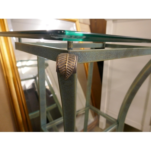 1638 - A steel and glass console table