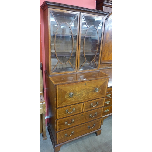 102 - A Regency inlaid mahogany secretaire bookcase