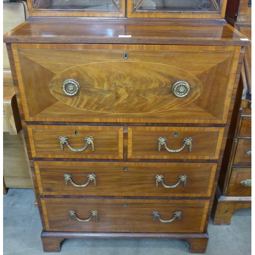 102 - A Regency inlaid mahogany secretaire bookcase