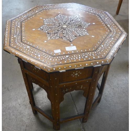 113 - A 19th Century style Moorish hardwood and faux ivory inlaid octagonal occasional table