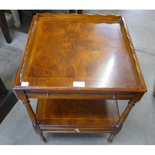 145 - A Regency style inlaid burr elm night stand