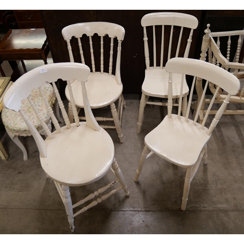 169 - Two pairs of white painted kitchen chairs