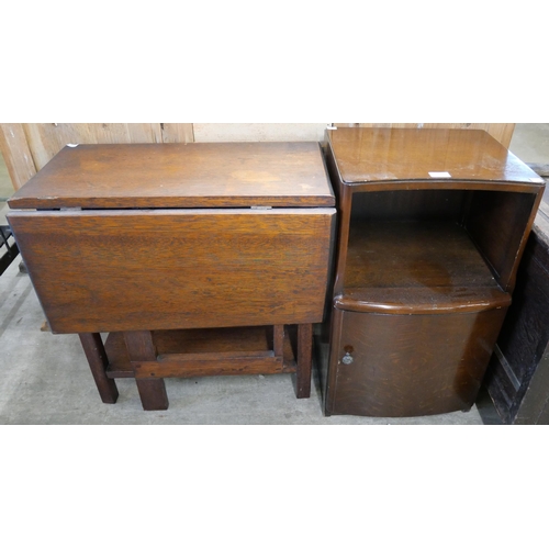 176 - A small oak gateleg table and a pot cupboard