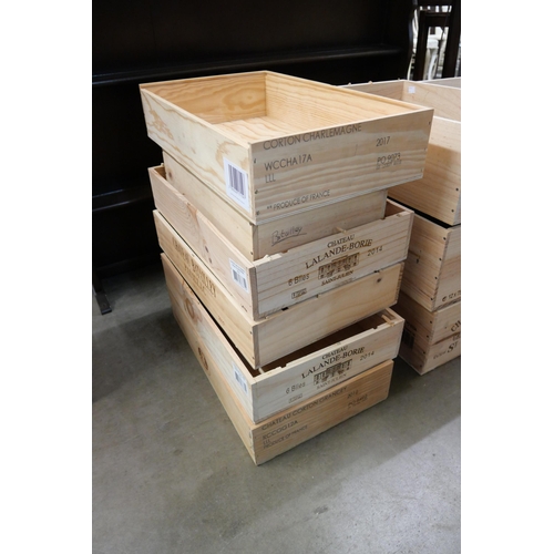 203 - Six pine wine crates