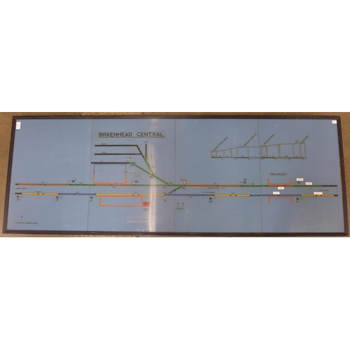 231 - A large railway signal box diagram sign, taken from Birkenhead Central box on the Mersey Railway