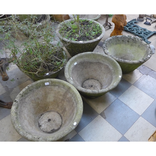 242 - Five concrete garden planters