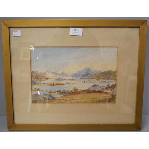 291 - Scottish School (19th Century), view of Loch Lomond, watercolour, monogrammed N.L.M. and dated 1887,... 