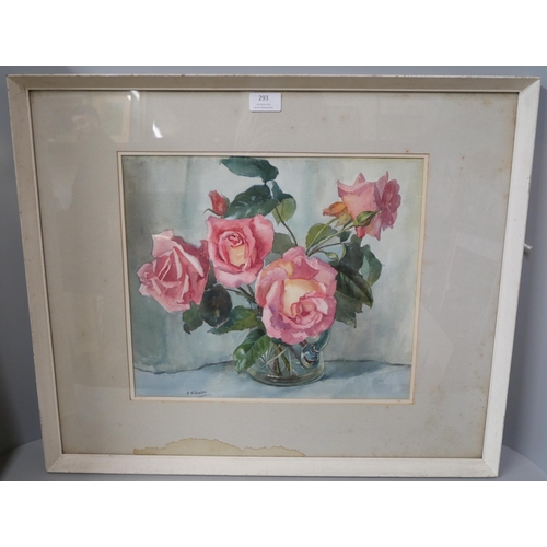 293 - Two English School still life's, watercolour and oil on canvas, framed