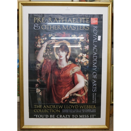 297 - A Royal Academy of Arts, Pre-Raphaelites and Other Masters exhibition poster, framed